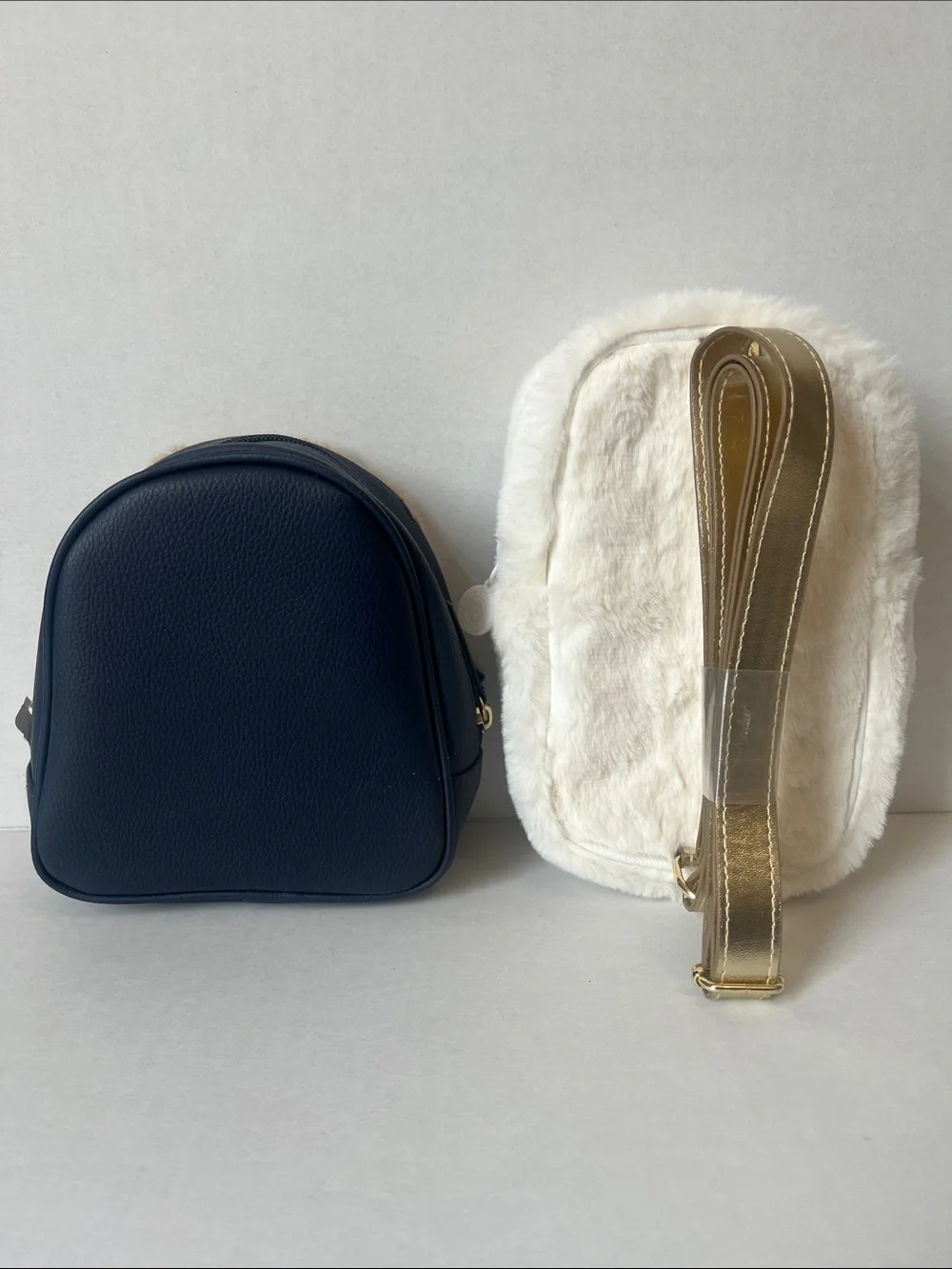 Bath & Body Works Faux Fur Mini Bag Set - Tan, Navy & Cream